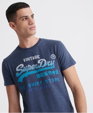 Superdry Vintage Logo Fade Férfi Pólók Kék | NRTSW0978